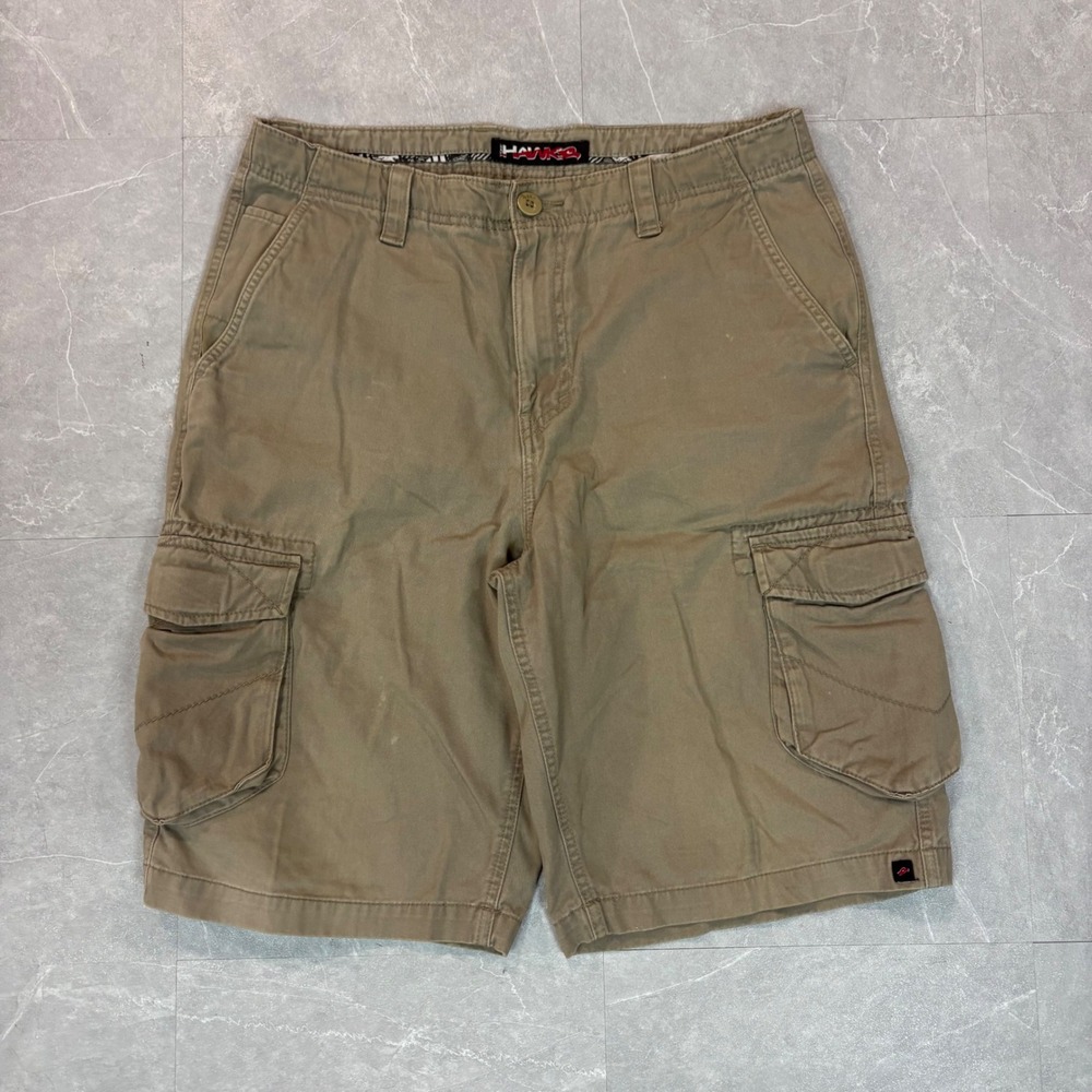Tony Hawk Mens Cargo Shorts Khaki Tan Cotton Skate Utility Pockets Size 33